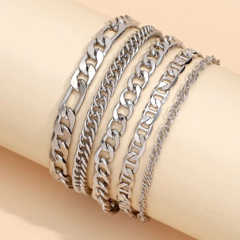Hip-Hop Style Geometric Metal Knot Bracelet Set