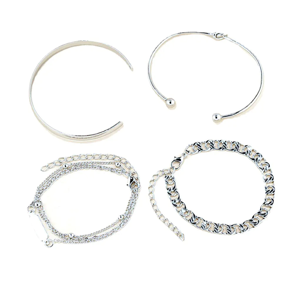 Hip-Hop Style Geometric Metal Knot Bracelet Set
