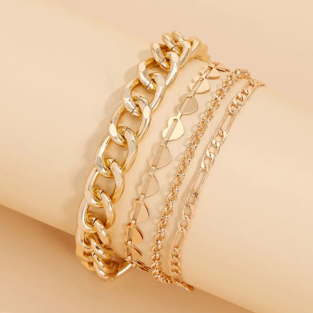 Hip-Hop Style Geometric Metal Knot Bracelet Set