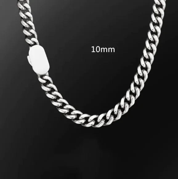 Men's 10mm Stainless Steel Cuban Chain Necklace – Punk Hip-Hop Style