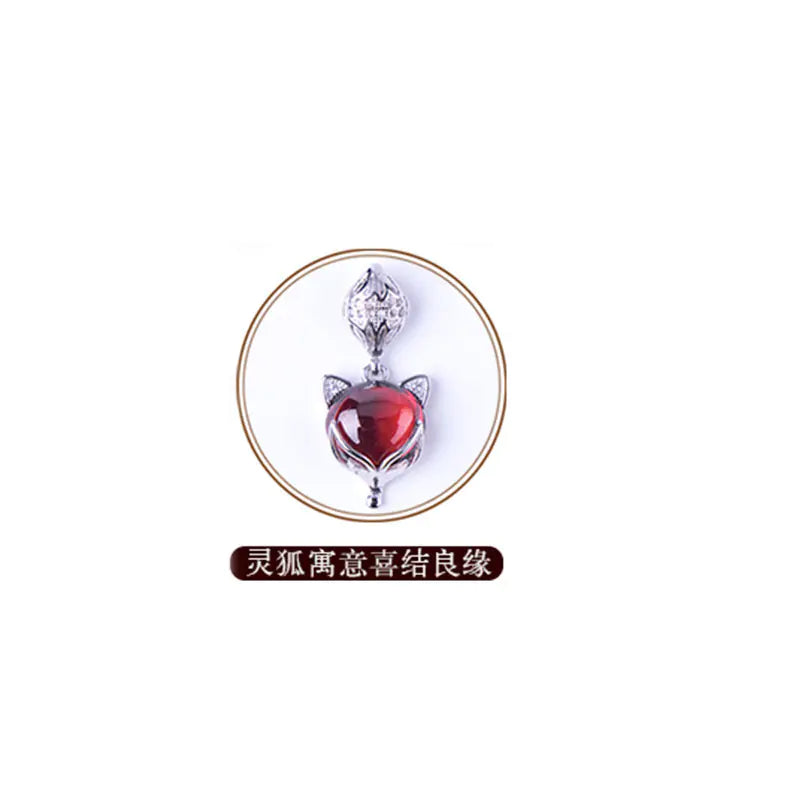 S925 Silver Necklace with Garnet Fox Pendant Jewelry