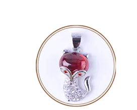S925 Silver Necklace with Garnet Fox Pendant Jewelry