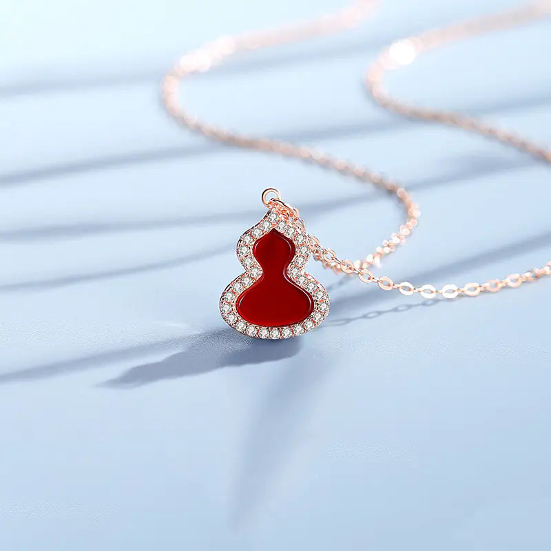 18K Rose Gold Plated 925 Silver Necklace with Garnet