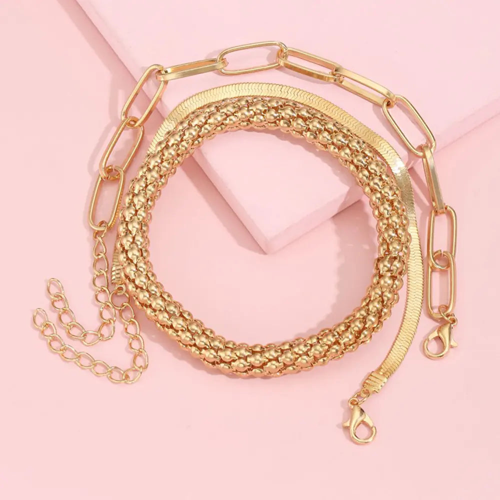 Hip-Hop Style Geometric Metal Knot Bracelet Set