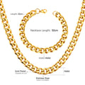 Men's Hip Hop Necklace and Bracelet Set, 10mm Chain