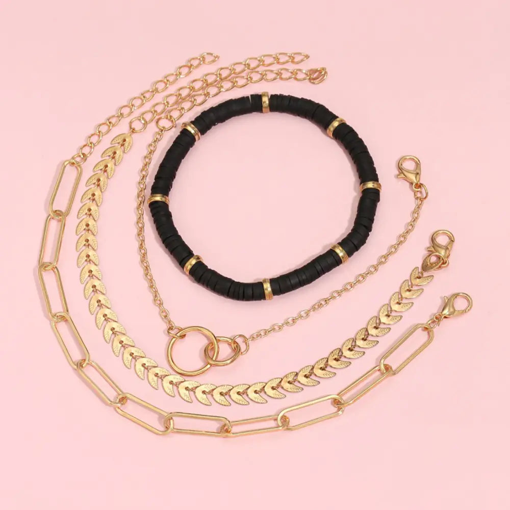 Hip-Hop Style Geometric Metal Knot Bracelet Set