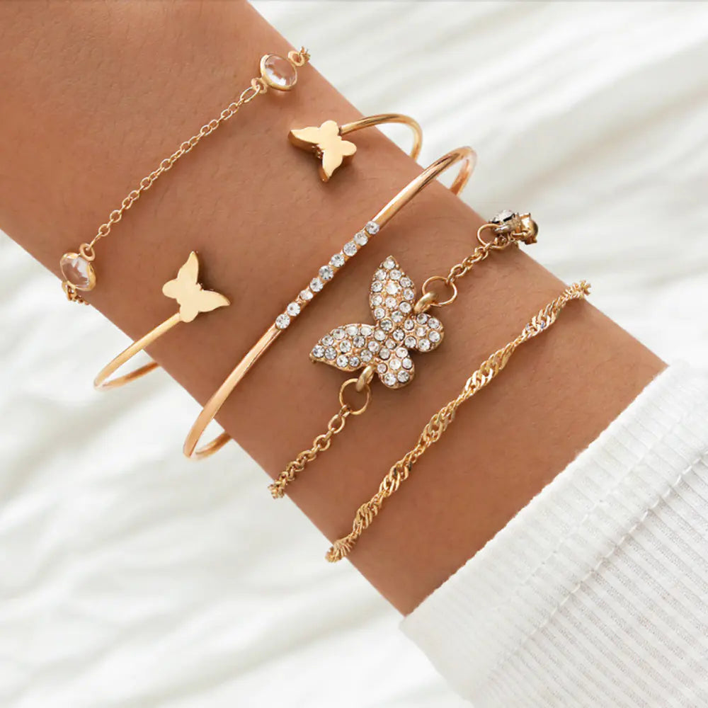 Hip-Hop Style Geometric Metal Knot Bracelet Set