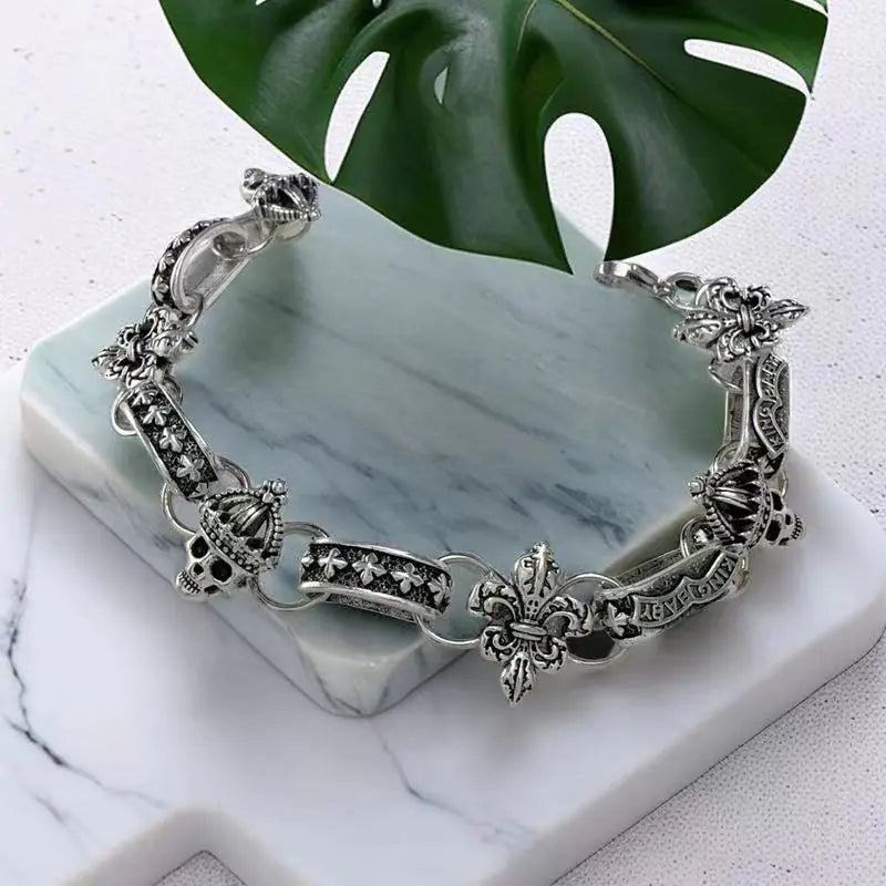 Punk Style Men's Metal Bracelet with Skull Design