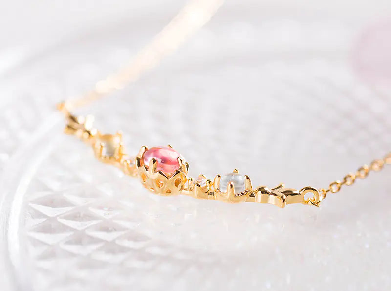 S925 Silver Plated Moonstone Tourmaline Garnet Ring