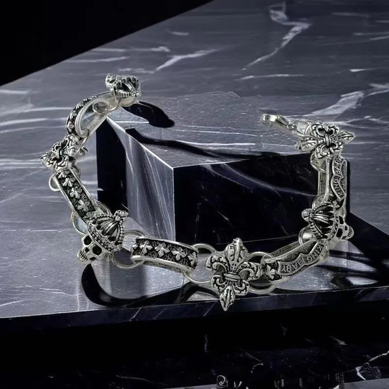 Punk Style Men's Metal Bracelet with Skull Design