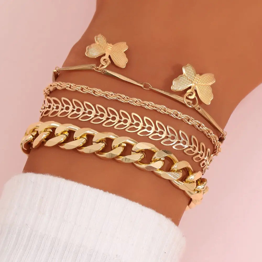 Hip-Hop Style Geometric Metal Knot Bracelet Set