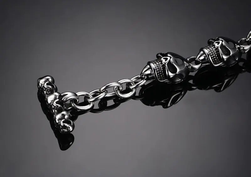Punk Style Skull Bracelet - Stainless Steel Chain