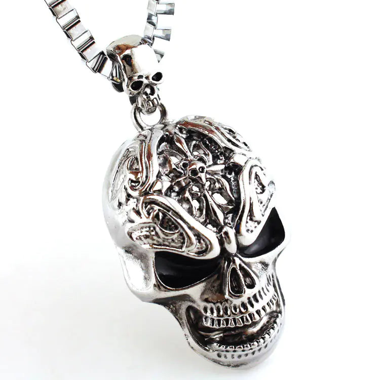 3D Skull Pendant Box Chain Men's Necklace