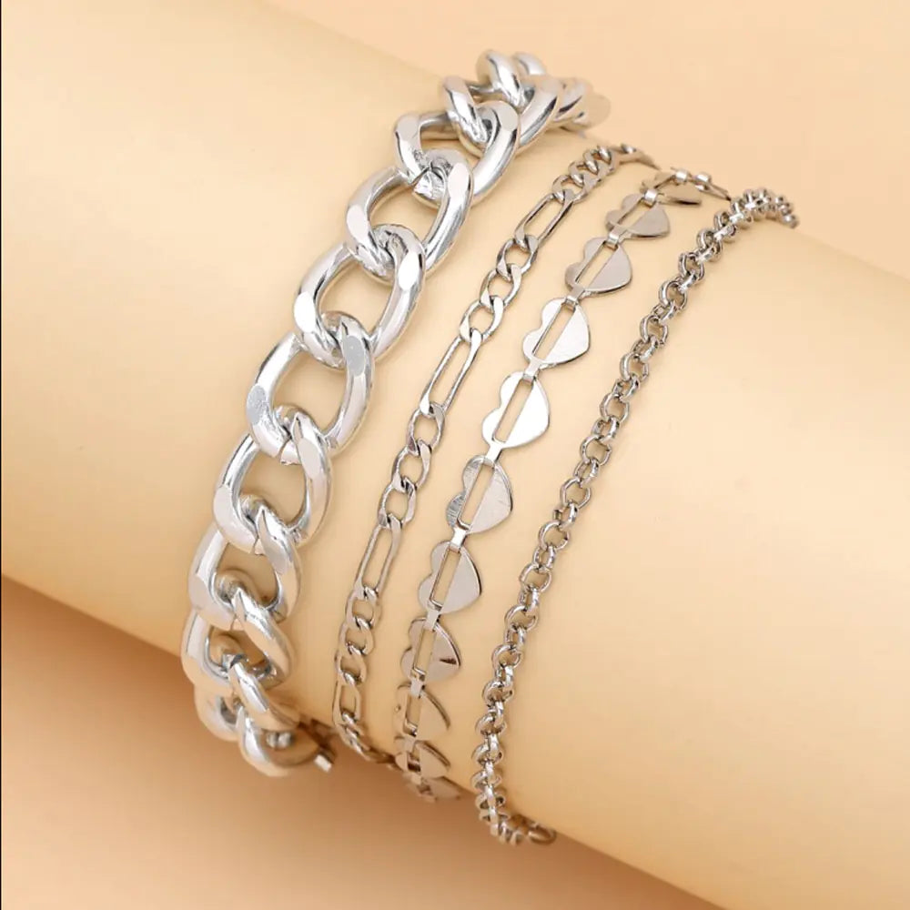 Hip-Hop Style Geometric Metal Knot Bracelet Set